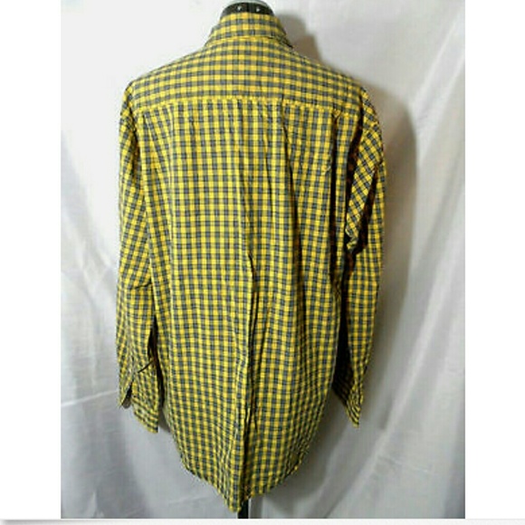 BKE Plaid Western Shirt M Blue Yellow checkered - Picture 3 of 5
